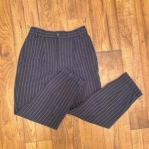 ZARA Pinstriped Cuffed Ankle Dress Pants/Trousers with Button and Elastic XS